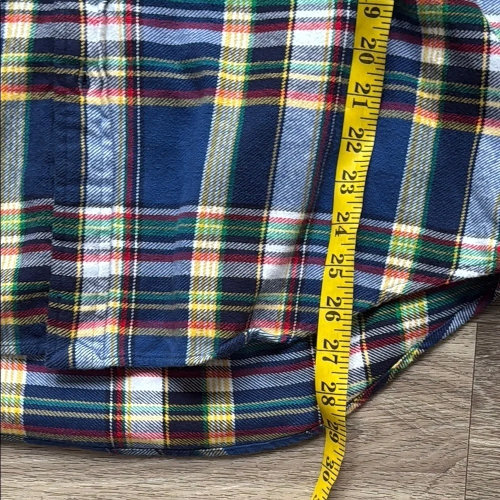 Men's Blue Plaid Shirt Large Brushed Flannel Shirt